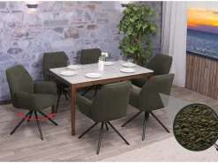 Silla de comedor MCW-G67 Bouclé (set de 6), verde oliva
