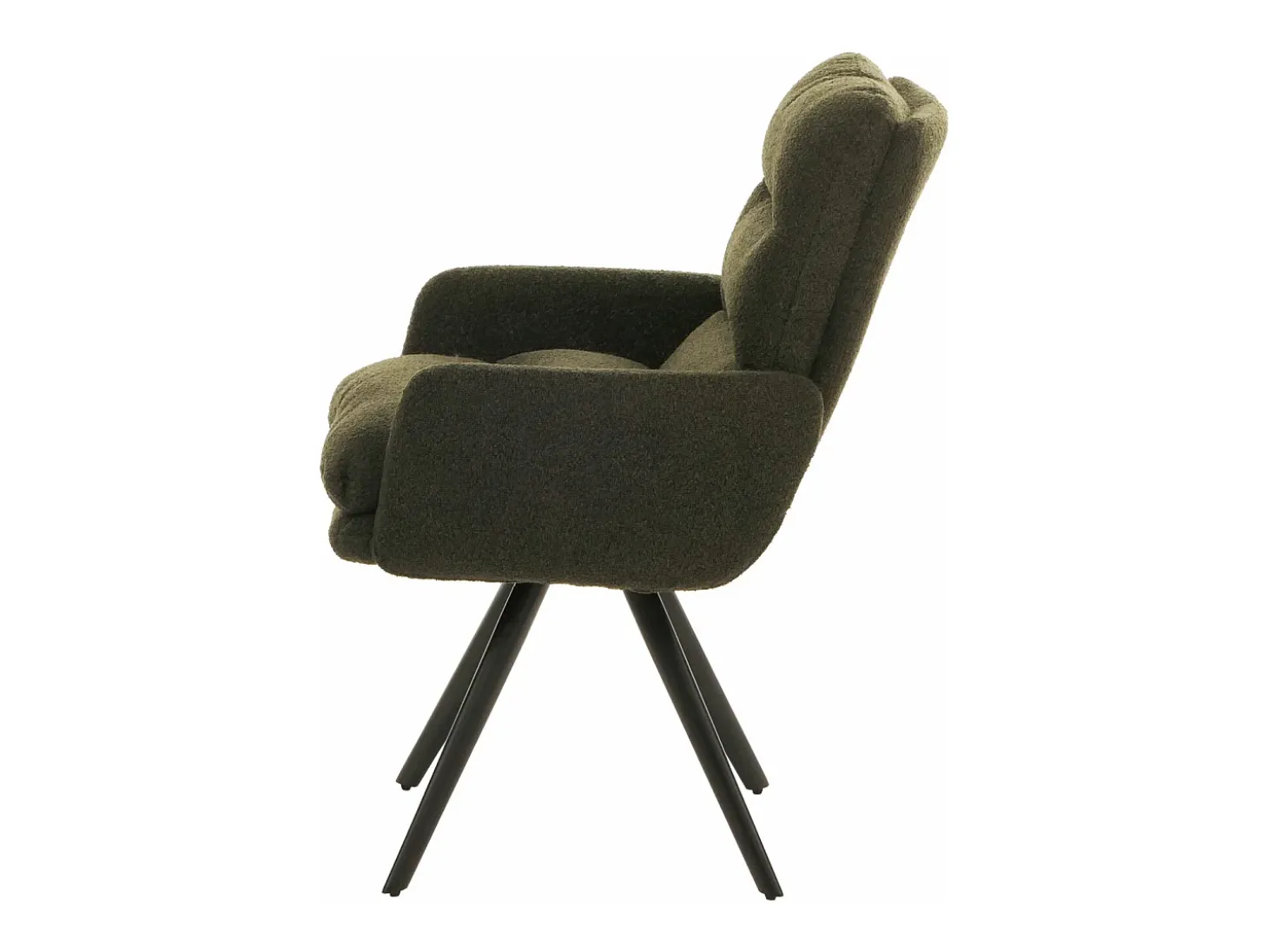 Silla de comedor MCW-G66 Bouclé, verde, con reposabrazos