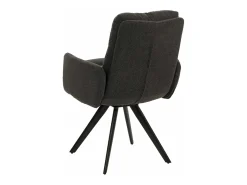 Silla de comedor MCW-G66 Bouclé, gris oscuro, con reposabrazos