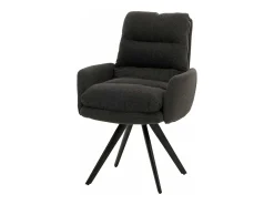 Silla de comedor MCW-G66 Bouclé, gris oscuro, con reposabrazos