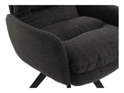 Silla de comedor MCW-G66 Bouclé, gris oscuro, con reposabrazos