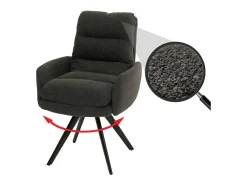 Silla de comedor MCW-G66 Bouclé, gris oscuro, con reposabrazos