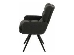 Silla de comedor MCW-G66 Bouclé, gris oscuro, con reposabrazos