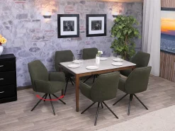 Silla de comedor MCW-G67 Bouclé, verde oliva