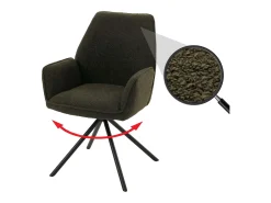 Silla de comedor MCW-G67 Bouclé, verde oliva