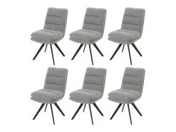 Silla de comedor MCW-G66 Bouclé (juego de 6), gris claro
