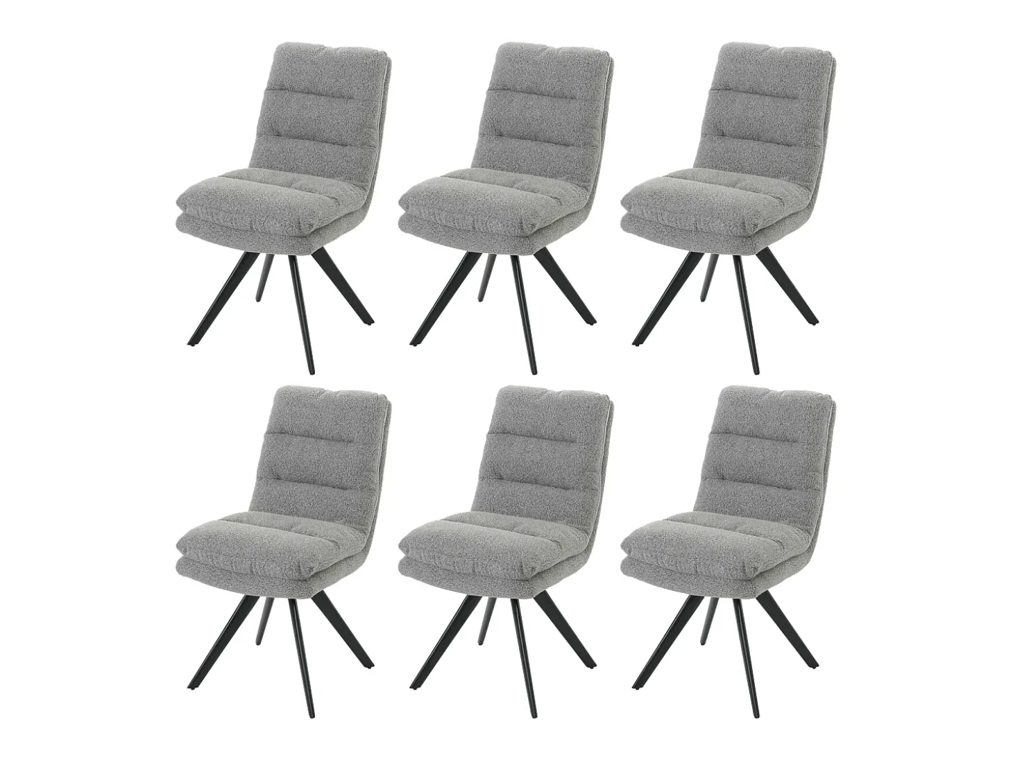 Silla de comedor MCW-G66 Bouclé (juego de 6), gris claro
