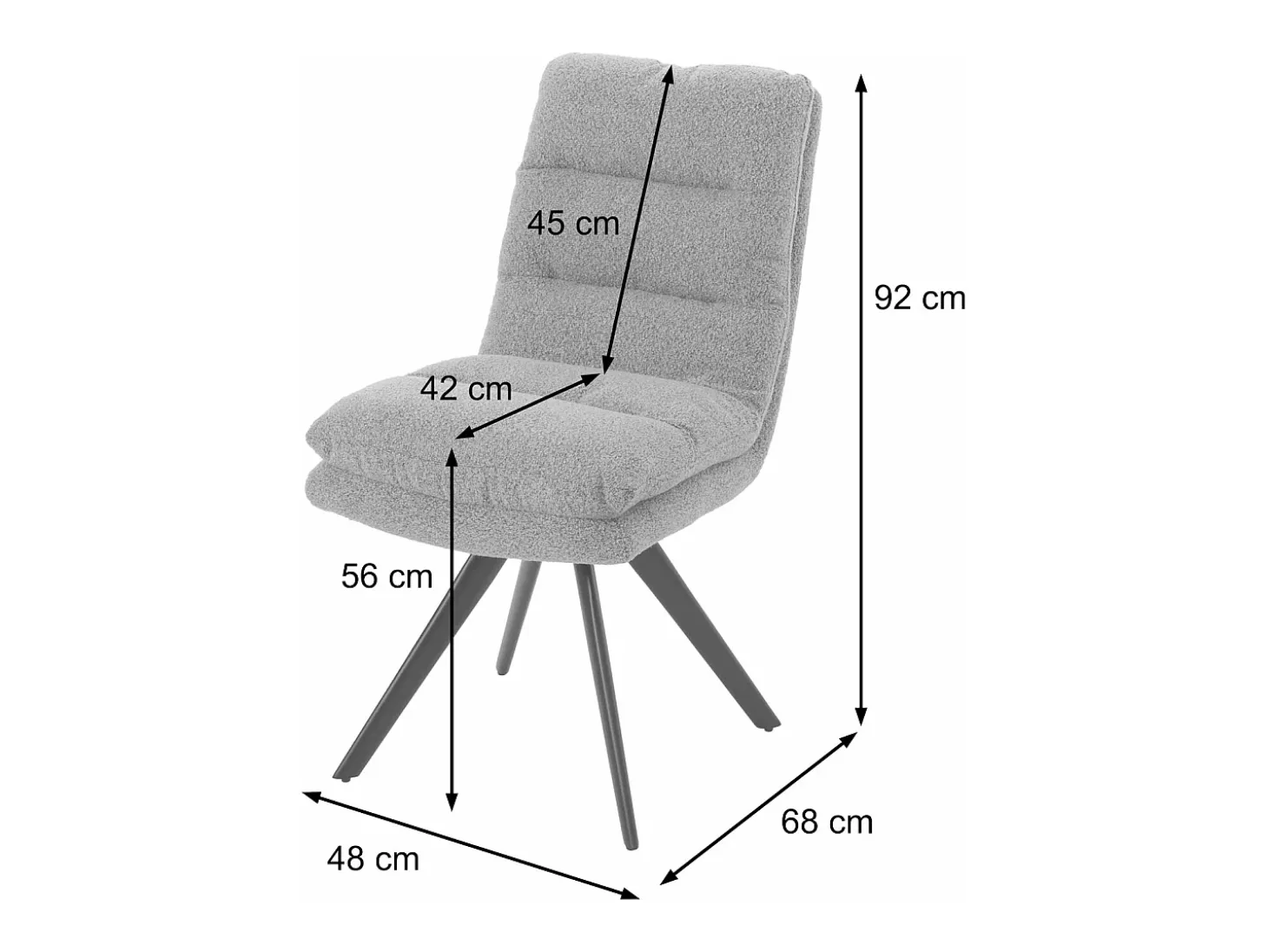 Silla de comedor MCW-G66 Bouclé, blanco crema