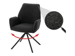 Silla de comedor MCW-G67 Bouclé, gris oscuro
