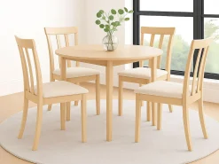 Silla de comedor MCW-G46 (juego de 2), estructura en color natural, beige