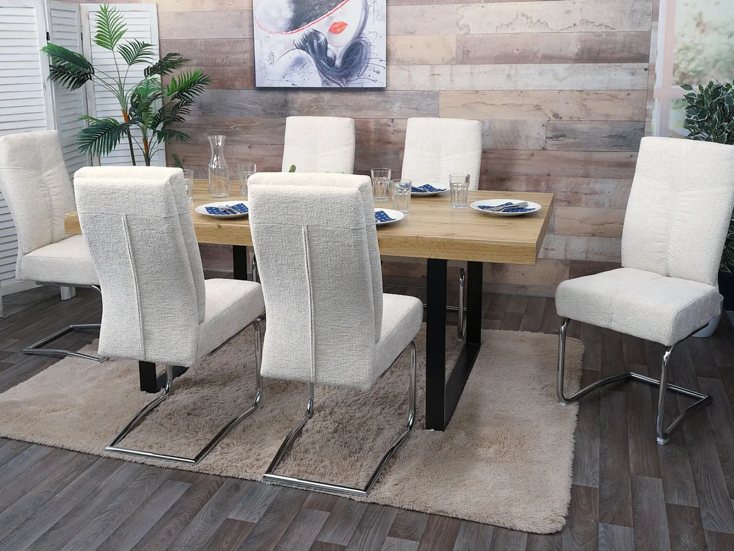 Silla de comedor MCW-G56 (juego de 6), crema
