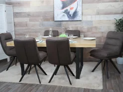 Silla de comedor MCW-G66 (juego de 6), marrón-marrón oscuro