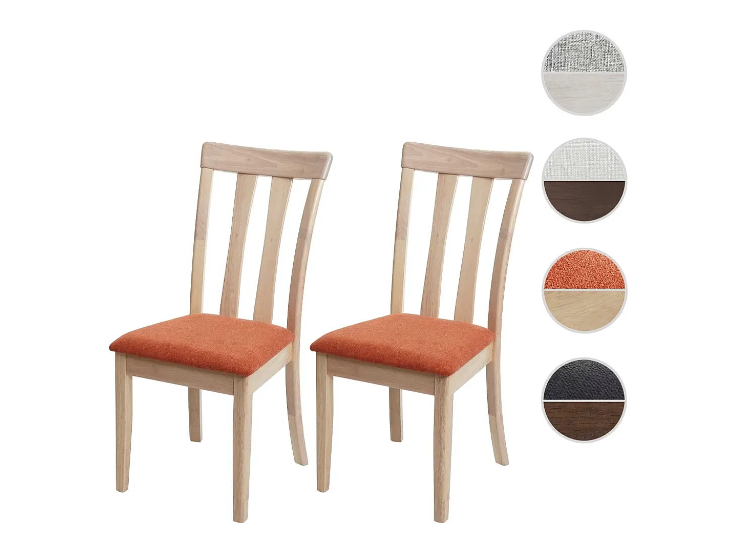 Silla de comedor MCW-G46 (juego de 2), estructura color natural, naranja