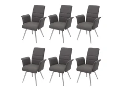 Silla de comedor MCW-G55 (juego de 6), gris-marrón