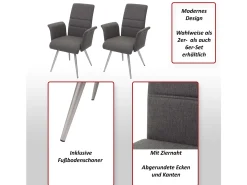 Silla de comedor MCW-G55 (juego de 6), gris-marrón
