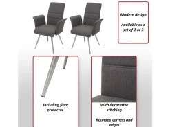 Silla de comedor MCW-G55 (juego de 6), gris-marrón