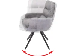 Silla de comedor MCW-G66 (juego de 6), gris claro, con reposabrazos