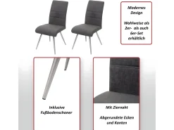 Silla de comedor MCW-G55 (set de 2), gris-marrón
