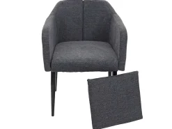 Silla de comedor MCW-H93, tela/textil gris oscuro