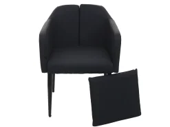 Silla de comedor MCW-H93 (juego de 6), imitación de cuero negro