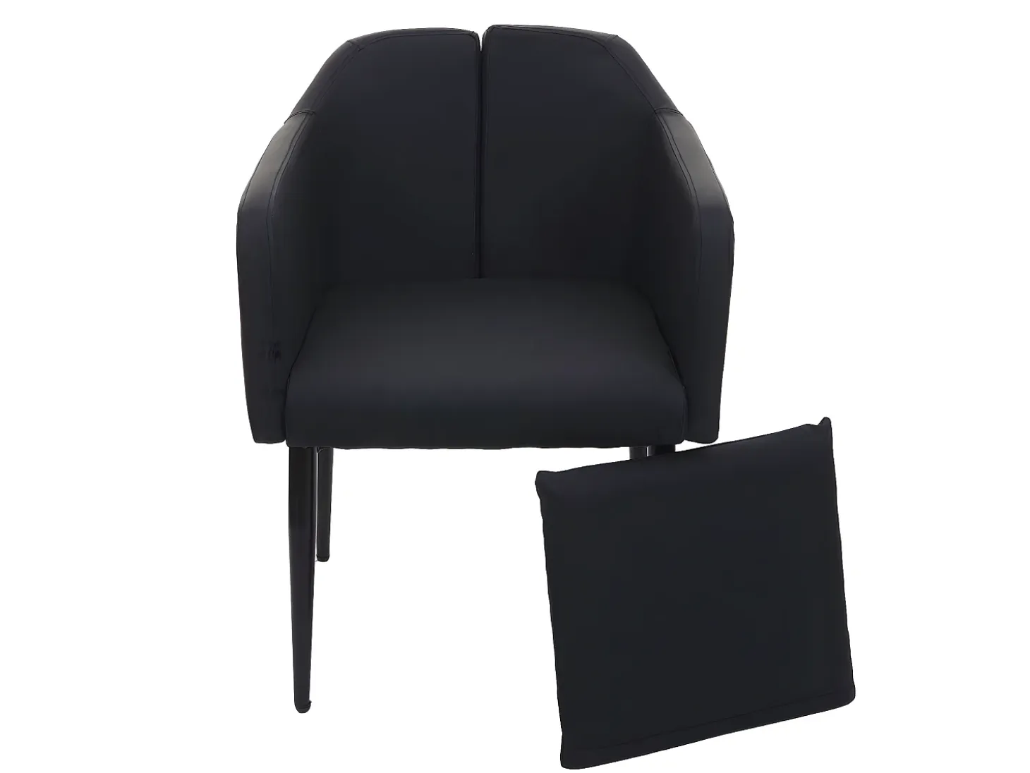 Silla de comedor MCW-H93 (juego de 6), imitación de cuero negro