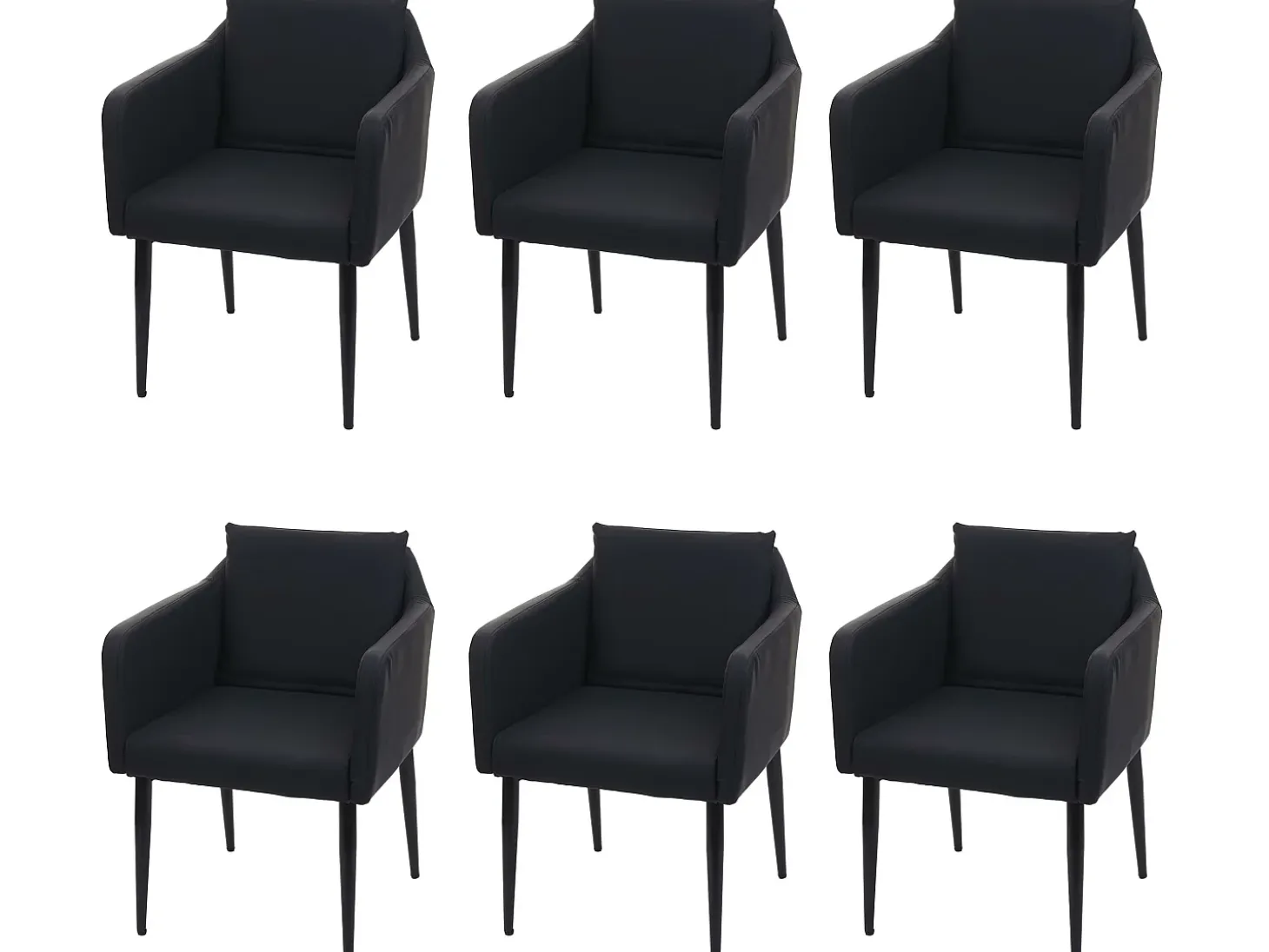 Silla de comedor MCW-H93 (juego de 6), imitación de cuero negro