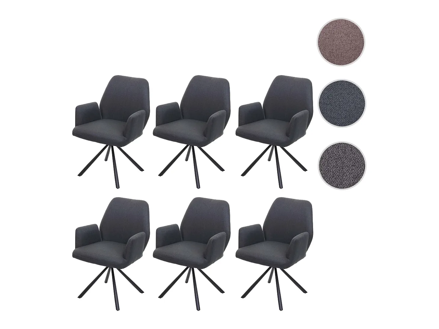 Silla de comedor MCW-H71 (juego de 6) giratoria, gris oscuro