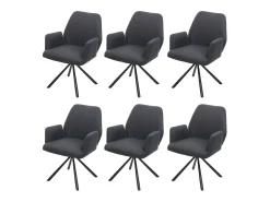 Silla de comedor MCW-H71 (juego de 6) giratoria, gris oscuro