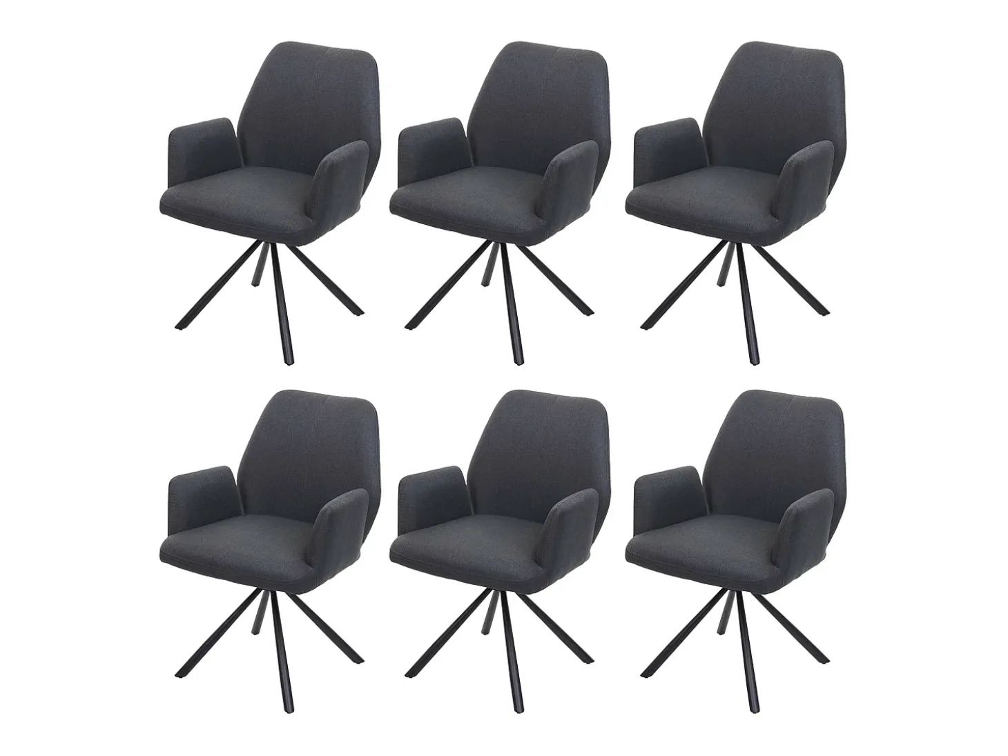 Silla de comedor MCW-H71 (juego de 6) giratoria, gris oscuro