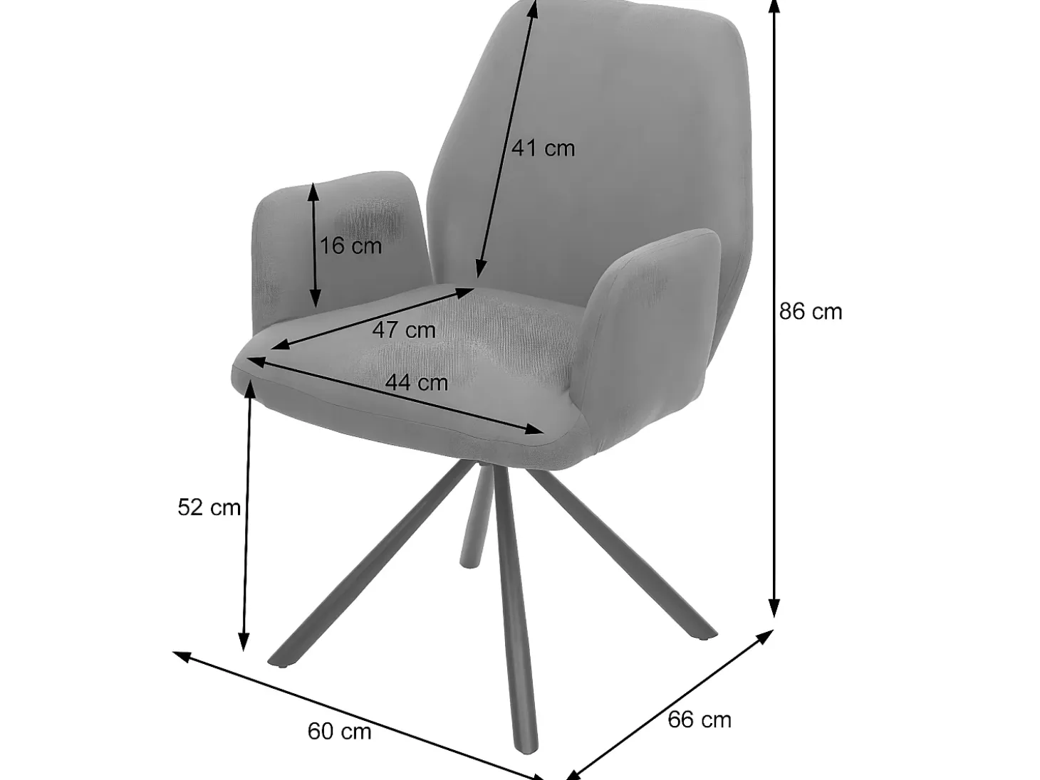 Silla de comedor MCW-H71 (juego de 6) giratoria, gris claro