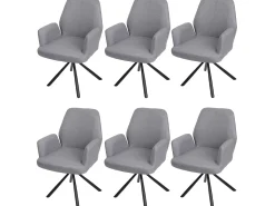 Silla de comedor MCW-H71 (juego de 6) giratoria, gris claro