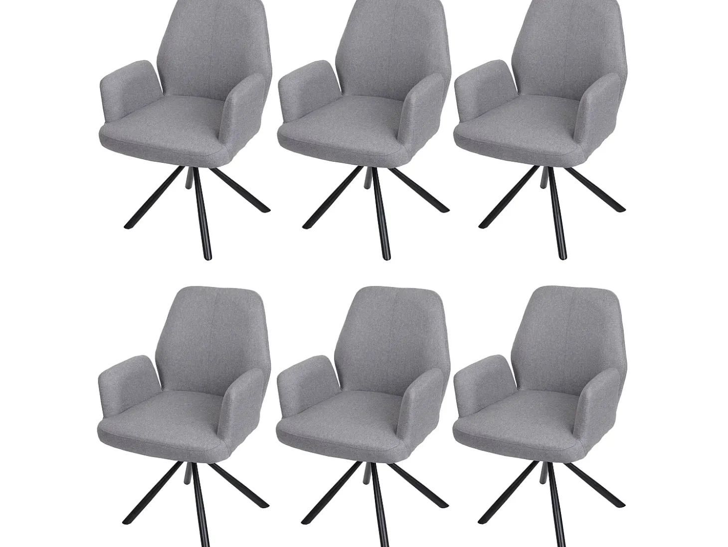 Silla de comedor MCW-H71 (juego de 6) giratoria, gris claro