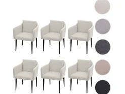Silla de comedor MCW-H93 (juego de 6), tela/textil crema-beige