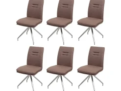 Silla de comedor MCW-H70 (juego de 6), marrón