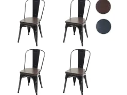 Silla de comedor MCW-H10e (juego de 4), negro-marrón
