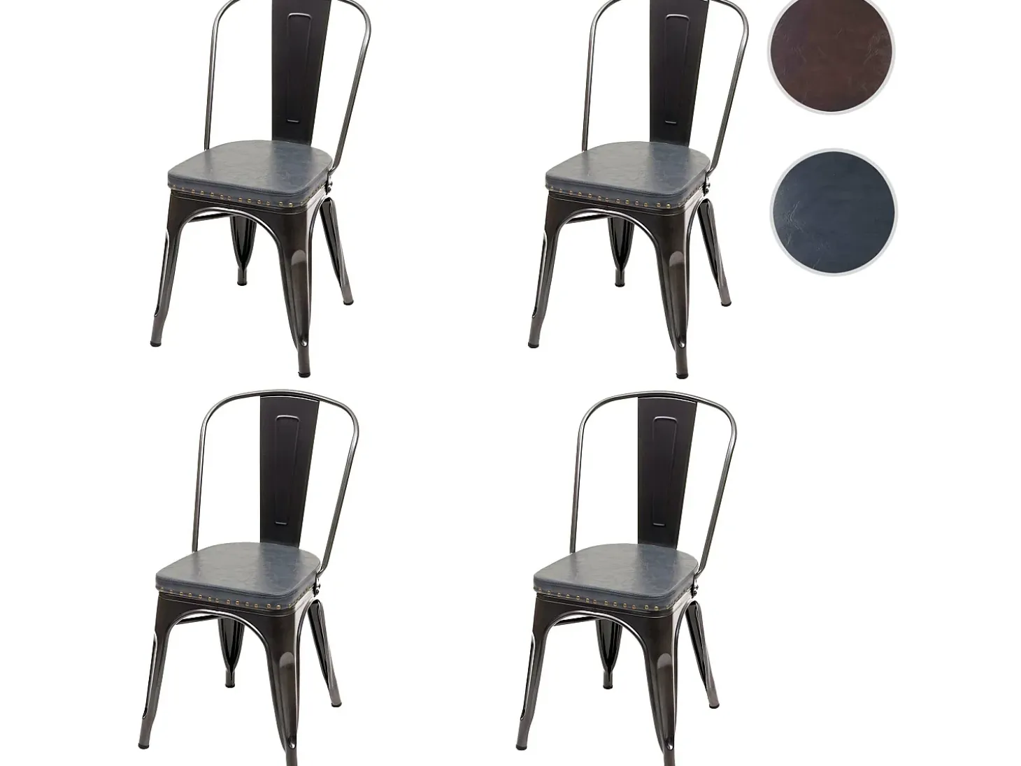 Silla de comedor MCW-H10e (juego de 4), negro-gris