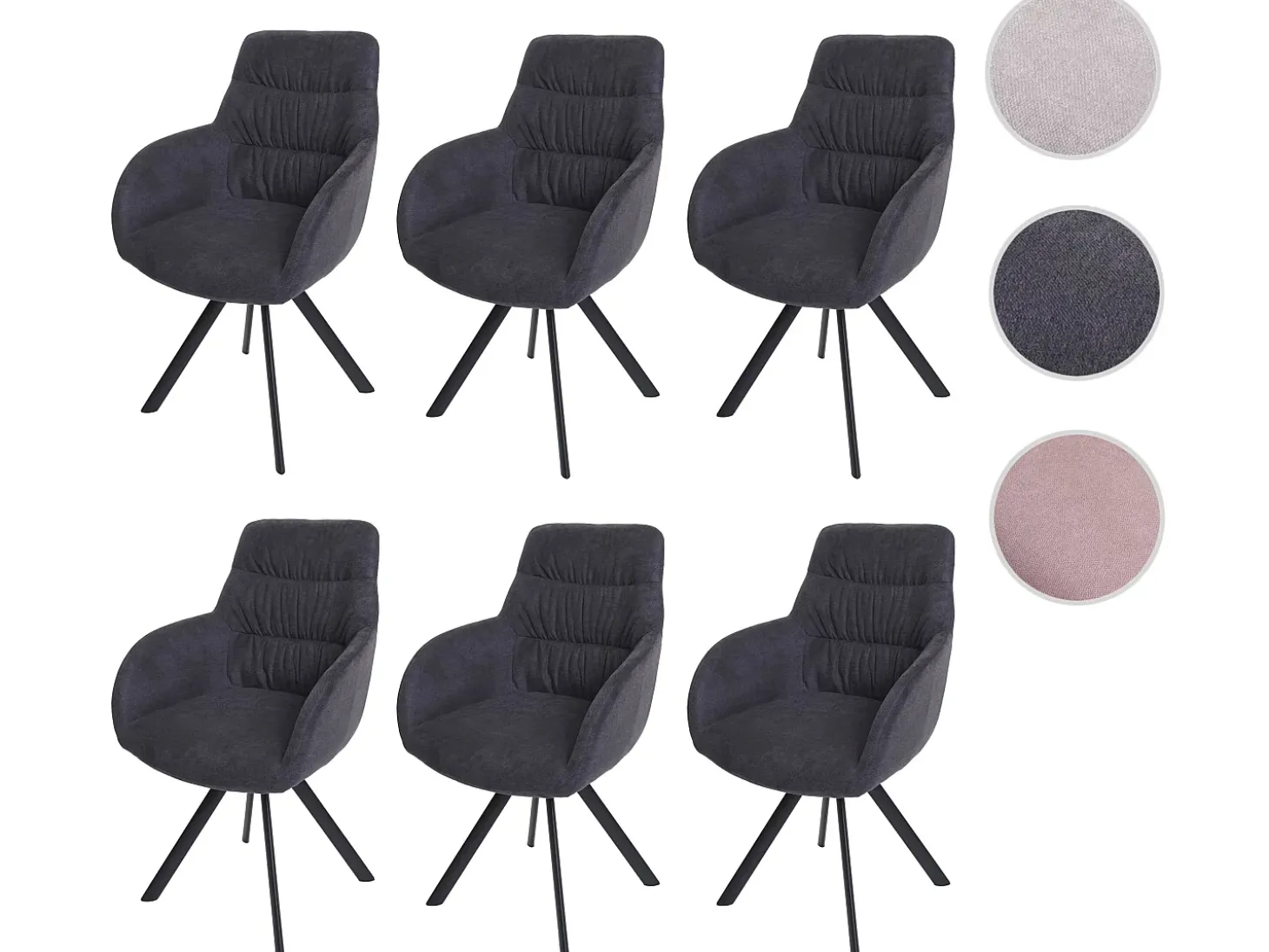 Silla de comedor MCW-J69 (juego de 6), antracita