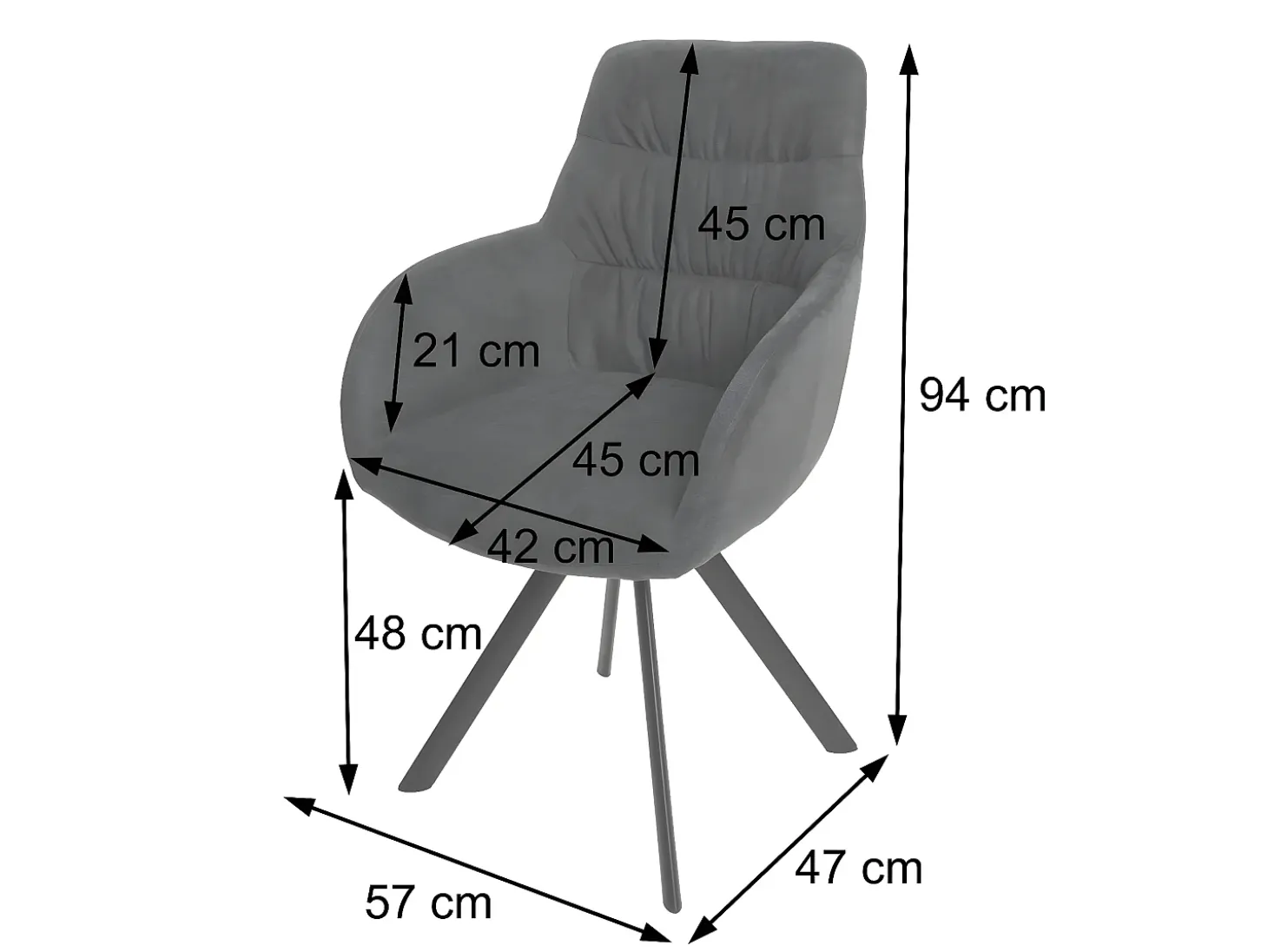 Silla de comedor MCW-J69 (juego de 6), antracita