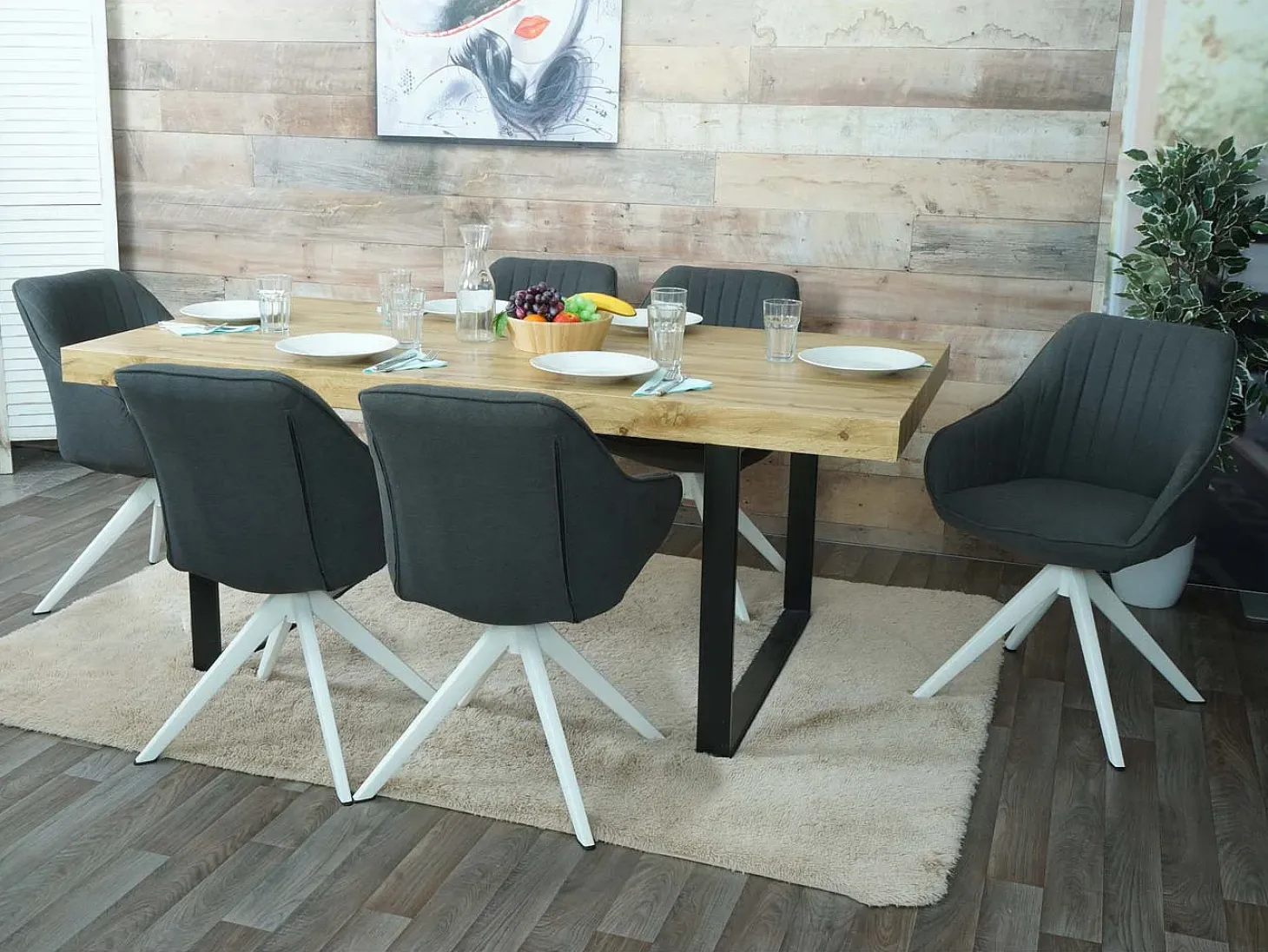 Silla de comedor MCW-K27, gris oscuro