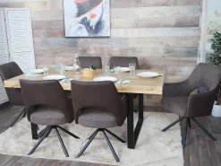 Silla de comedor MCW-K3, marrón-marrón oscuro