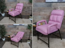 Silla de comedor MCW-K40, tela/textil rosa