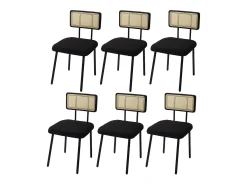 Silla de comedor MCW-K88 (juego de 6), tela/textil negro