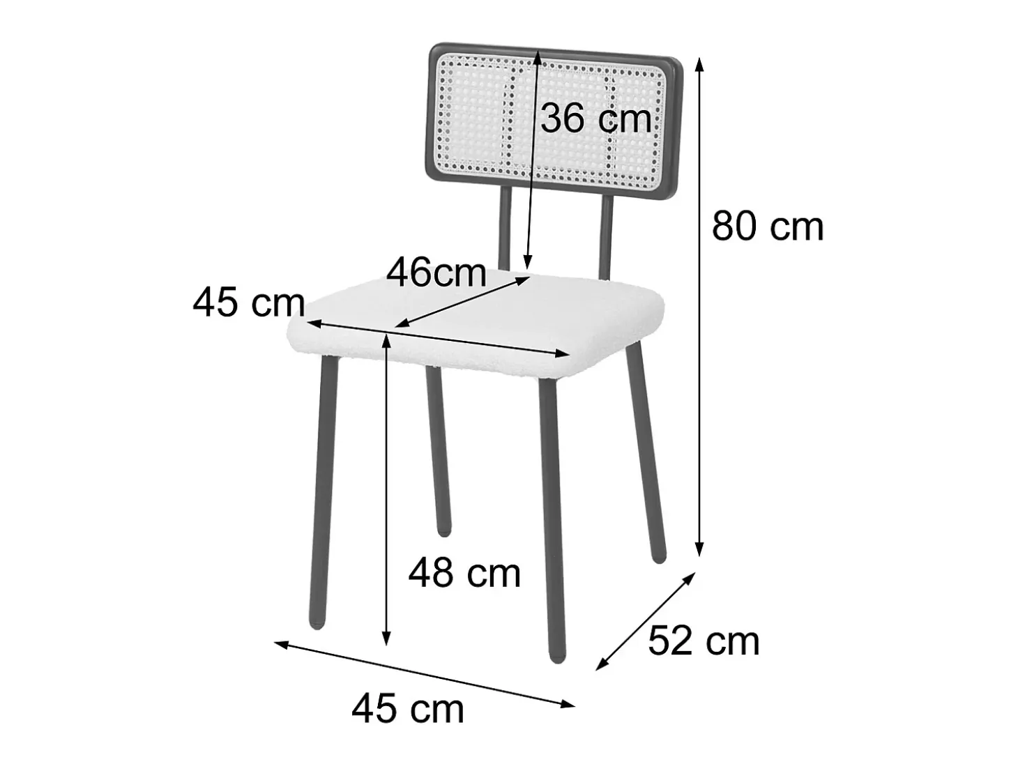 Silla de comedor MCW-K88 (juego de 6), tela/textil negro