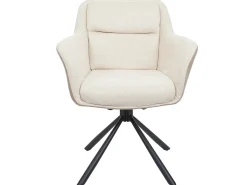 Silla de comedor MCW-K33 (juego de 6), polipiel, crema