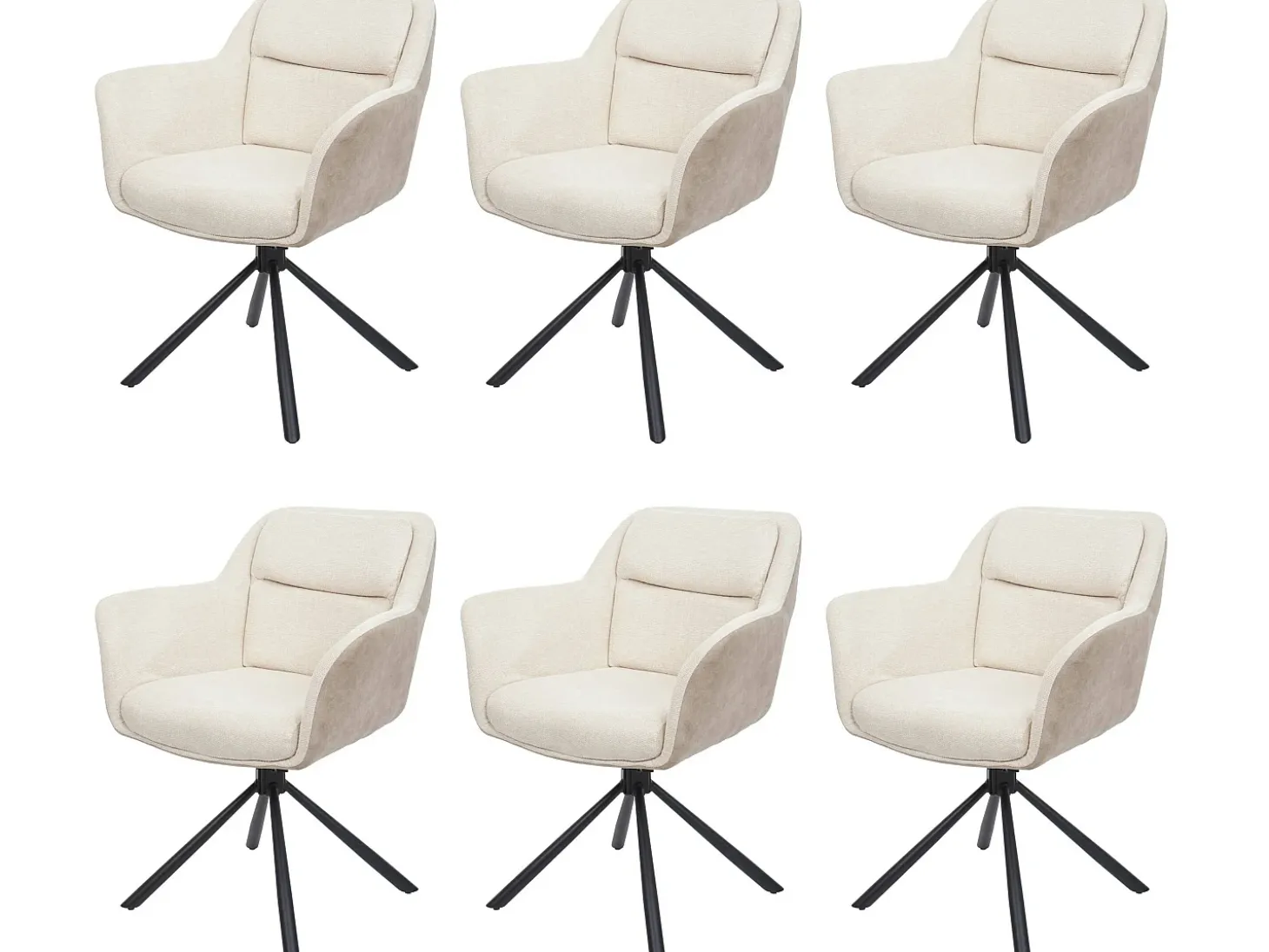 Silla de comedor MCW-K33 (juego de 6), polipiel, crema