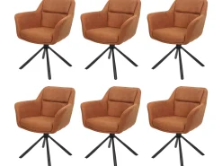 Silla de comedor MCW-K33 (juego de 6), aspecto ante marrón