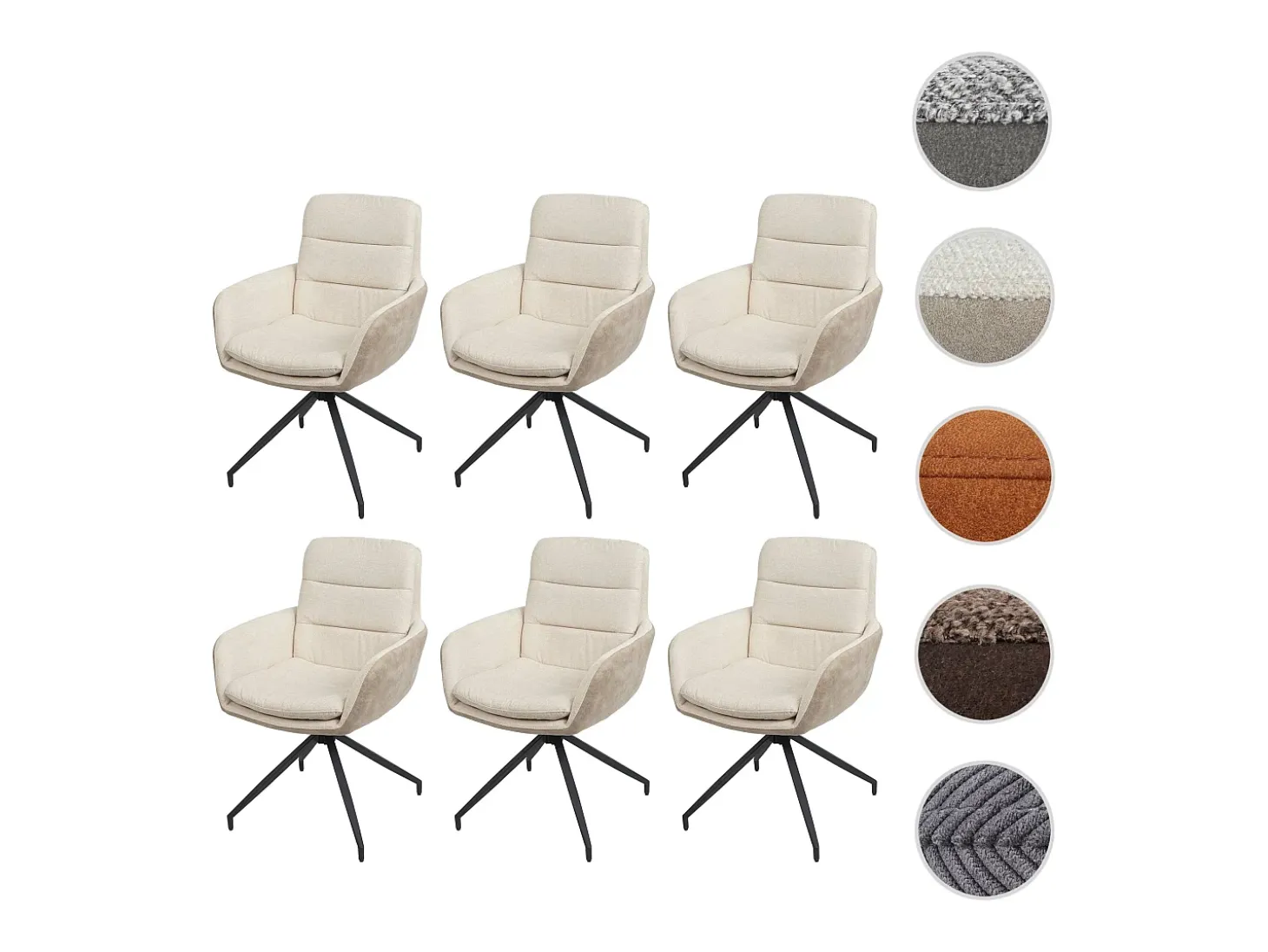 Silla de comedor MCW-K32 (juego de 6), crema-beige