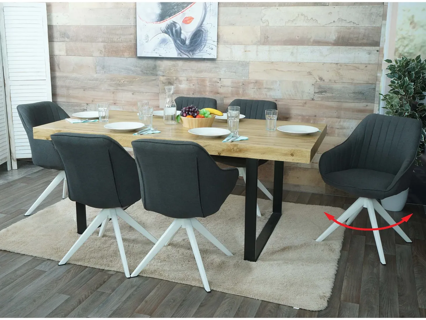 Silla de comedor MCW-K27 (juego de 6), gris oscuro