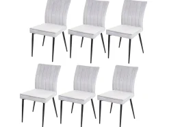 Silla de comedor MCW-K16 (juego de 6), gris claro