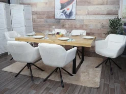 Silla de comedor MCW-K33 (juego de 6), bouclé-blanco